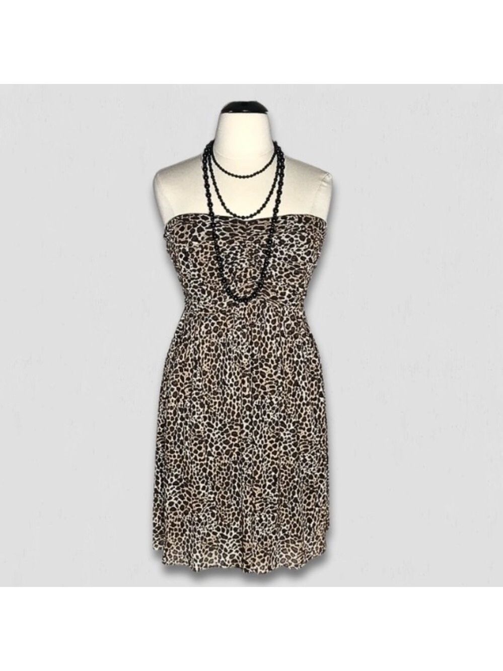 Vintage Y2K Pure Energy Animal Print Chiffon Strapless Brown Black 4X